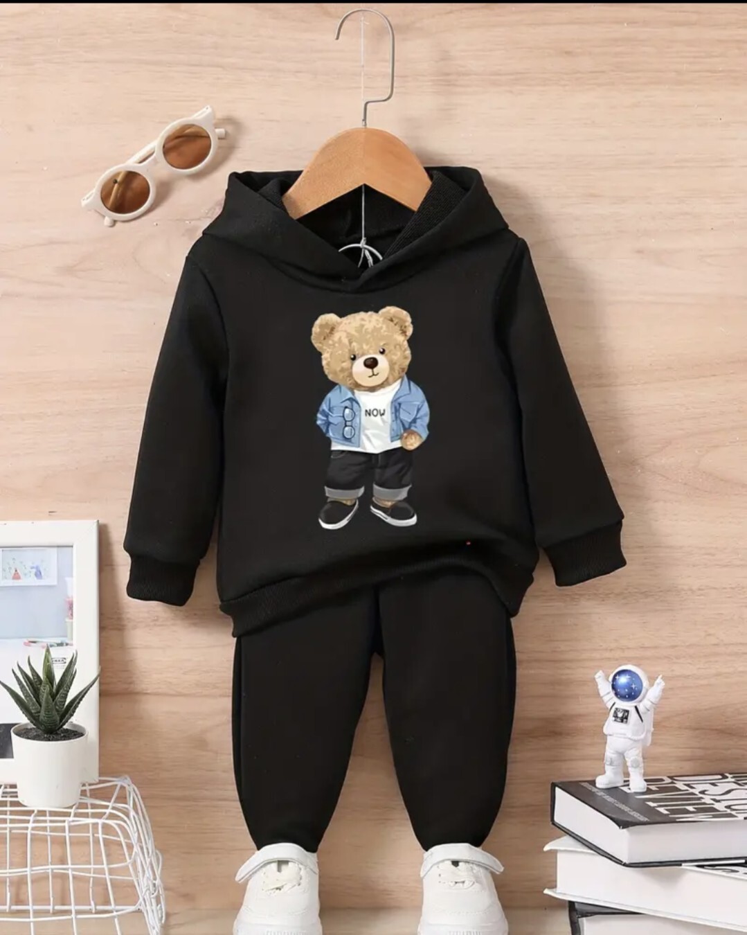 Elegante traje con estampado de oso bebé para invierno para bebés/bebés 2/3 años