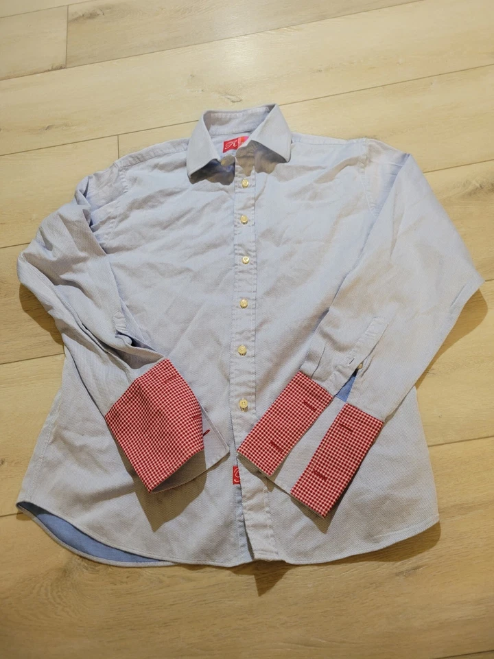 Mens Rufus Large blue Cotton dress Shirt made in USA 2705 - Image 2 of 4