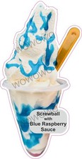 Ice cream van sticker Screwball with blue raspberry sauce sundae trailer decals