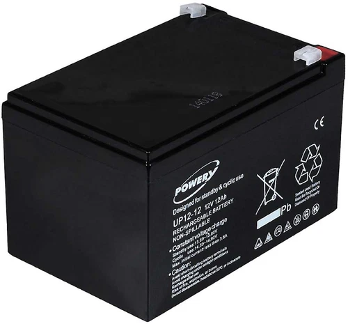 Batterie gel-plomb Powery pour Peg Perego alimentation de secours 12V 12Ah (comp