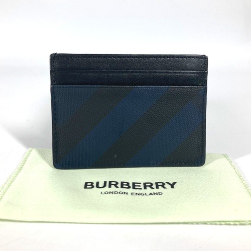 Estuche para tarjetas de visita a cuadros Burberry estuche para tarjetas de cuero/PVC azul marino/negro - Imagen 14 de 14