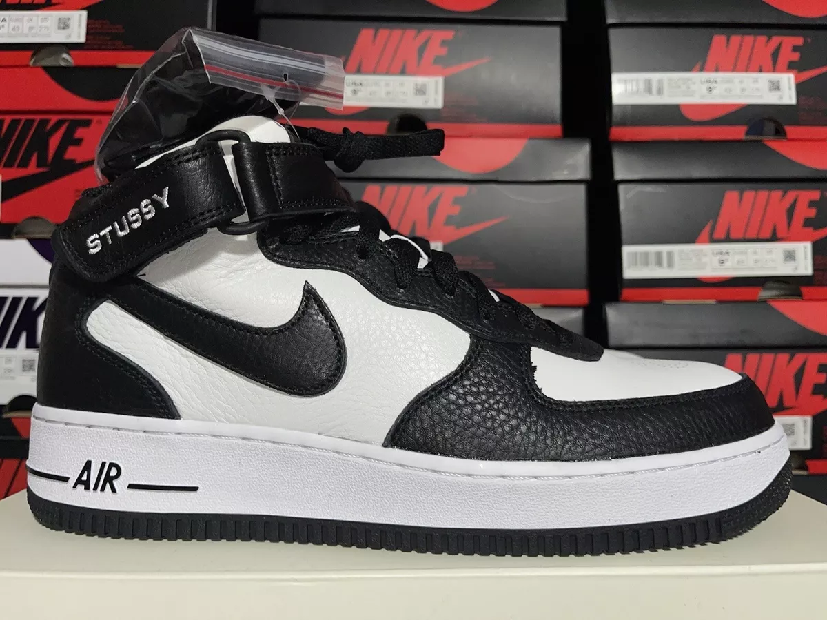 Nike Air Force 1 Mid x Stussy White Black 2022 New In Box Size 9.5