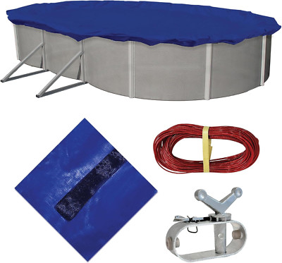 BWC916 Gold 15-Year Oval Pool Winter Cover 12x20 Ft Royal Blue