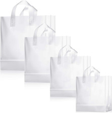 100 Pcs Frosted Plastic Gift Bags with Handles for Small Business Clear Shopping