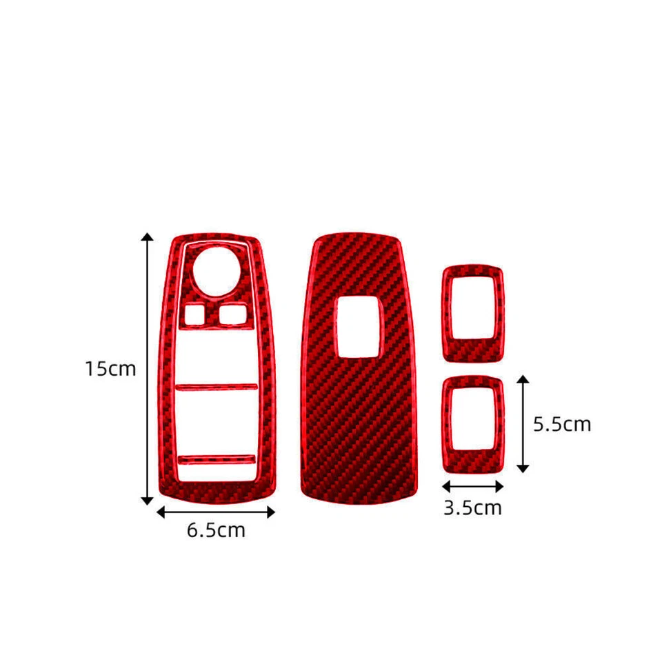 For BMW X3 2004-2010 Type B Red Carbon Fiber Window Switch Lift Panel Cover Trim — 第 2/4 张图片