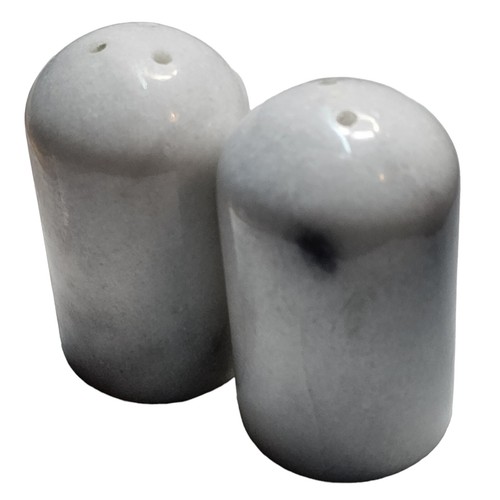 Salt And Pepper Shakers Marble World Market Heavy 3" Dome White And Grey - Picture 2 of 10