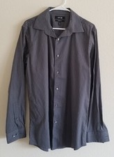 APT 9 Shirt Gray Striped 16.5 Long Sleeved Button Down SLIM 34-35