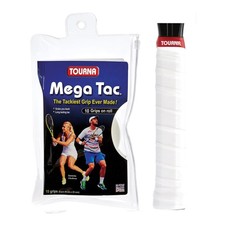 Tourna Mega Tac Extra Tacky Overgrip, White, 10-Pack 10-Pack, White