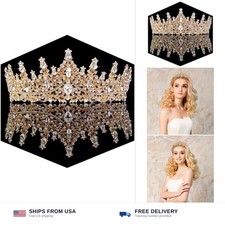 Fesciory Birthday Crown for Women, Gold Plated Crystal Tiara with Sash