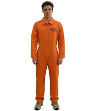 Men Orange Prisoner Costume, Full-Length Inmate Jumpsuit, Easy Halloween Outfit
