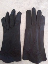 Vintage Shalimar Ladies Dress Gloves Black, Size 7