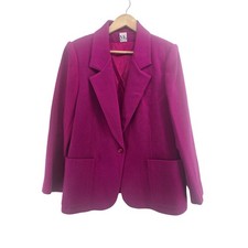 Ms. Russ Blazer Womens 18W Vintage Magenta Pink Wool Blend ILGWU Made in USA EUC