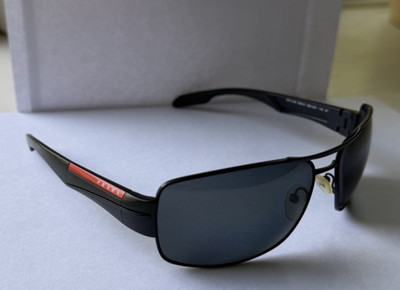 Authentic Prada Linea Rossa SPS 53N 1BO-5Z1 Polarized Sunglasses Black w/ Case