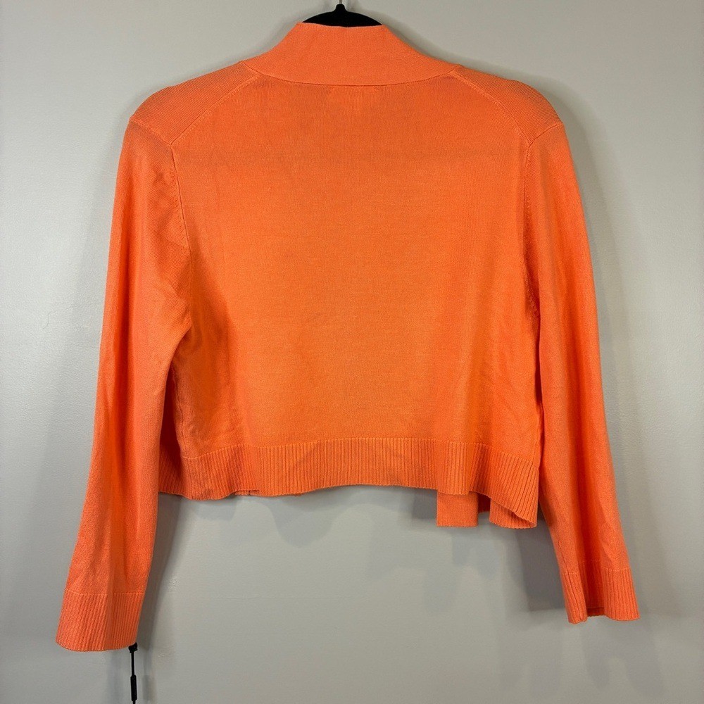 Calvin Klein Orange Open-Front Cropped Cardigan — NWT, Size Large thumbnail 6