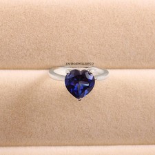 Sapphire Ring, Engagement Ring, Cluster Ring, Lab Created Sapphire