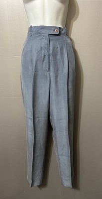 Vtg Daniel Hechter Women s Silk High Waist Trousers Pants Sz38 Sz6/8 Slate Blue