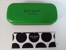 BLACK AND GREEN KATE SPADE NEW YORK EYEGLASS CASE HOLDER WITH POLKA DOT CLOTH