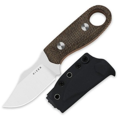 Kizer Cutlery Beaver Fixed Knife 2.75'' AEB-L Steel Blade Brown Micarta Handle