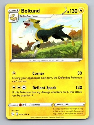 Boltund 053/163 Rare Battle Styles Pokemon Near Mint