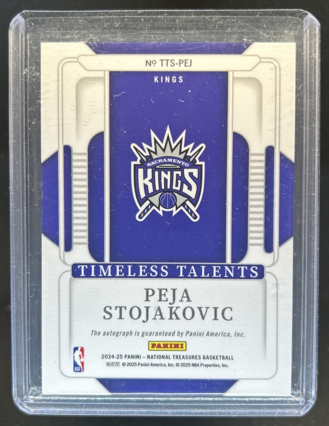 2024-25 National Treasures Peja Stojakovic Talents International Auto #/24 view 2