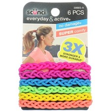 6 Pack Scunci Everyday  Active 3X Stronger Hair Ties, 6 Ct