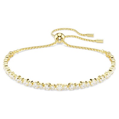 Swarovski Matrix Tennis Bracelet Round Cut White Crystal Gold Tone Plated