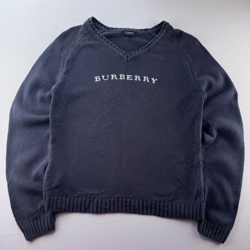 Burberry 2000s Womens Embroidered Spellout Knitted Jumper 12-14