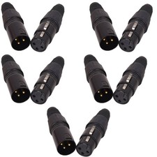 10 PCS XLR 3-Pin Male Female Microphone Cable Audio Connector Plug End Black