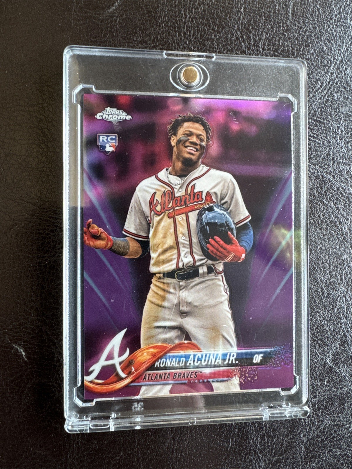 RONALD ACUNA JR 2018 TOPPS CHROME UPDATE PINK REFRACTOR RC #HMT25 ATLANTA BRAVES