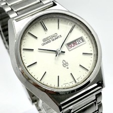 SEIKO Grand Quartz 4843-8110 Day Date Silver Watch 18.5cm Working 1977