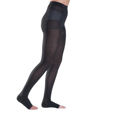 MEDIVEN PLUS 109/110 CAL STRUMPFHOSE GRADUIERT DAMEN CL1 OFFENE SPITZE SCHWARZ