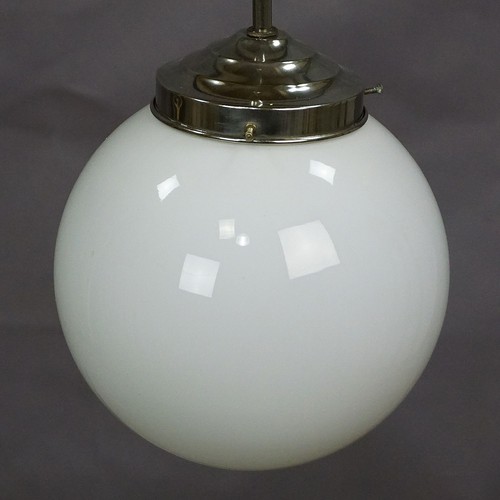 Functionalistic Bauhaus Style Pendant Light with Opaline Glass Shade - Foto 2 di 5