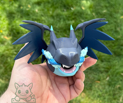 3D Printed Mega Charizard X Pokéball   Dragon/Fire Inspired Collectible Display