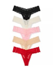 Victoria's Secret Mutandine Perizoma Pizzo Molto Sexy Confezione 5 Pezzi Donna Tg XL