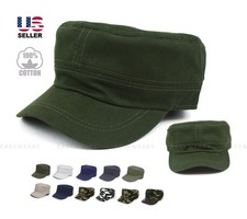 Mens Womens 100 Cotton Military Cap Cadet Castro Army Hat Flat Top Baseball Cap