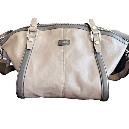 TOD'S SHW G-Line Sacca 2 Way Shoulder Bag Coated Canvas Beige