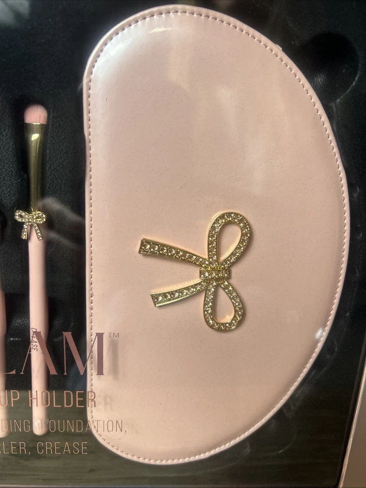 Glitz And Glam - Soporte de Maquillaje con Lazo Rosa Juego de 8 Pinceles Esenciales Nuevo en Caja Foto 3 de 4