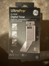 NIB GE UltraPro in-Wall Digital Timer, Indoor and Outdoor, White, 5in - 53222