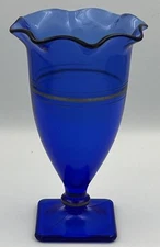 Vintage LE Smith Glass Co. Mt. Pleasant PA Cobalt Blue Vase 7” Tall