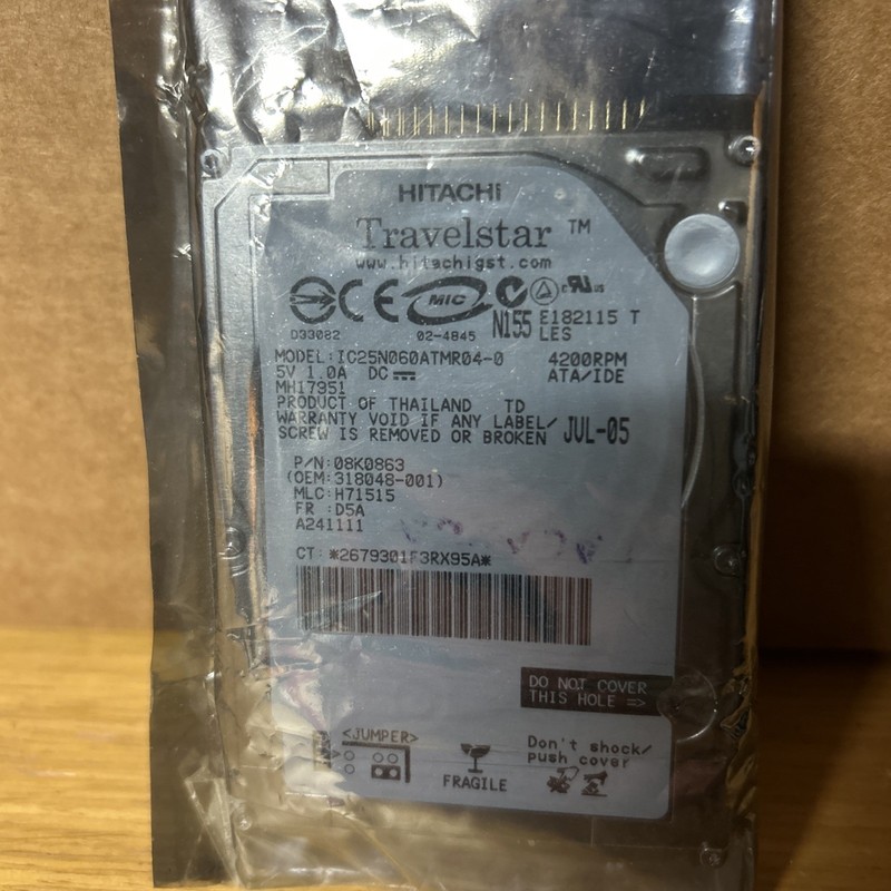 IC25N060ATMR04-0 Hitachi Travelstar IDE 80GN 60GB Internal 4200RPM 2.5"  HDD+