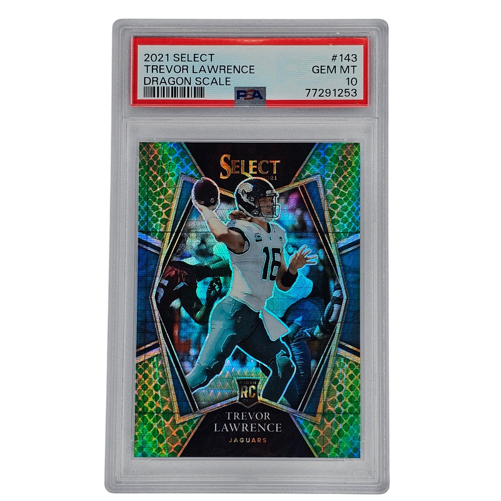 2021 Panini Select Dragon Scale Trevor Lawrence Rookie RC #143 SP #'d /89 PSA 10