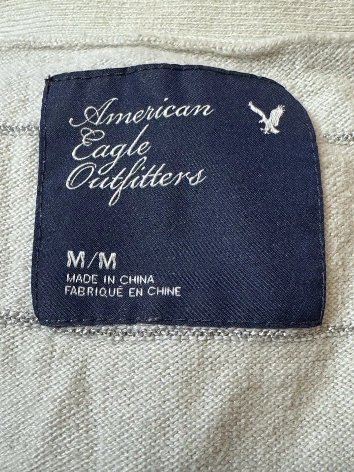 American Eagle Outfitters | Junior Talla M | Suéter Cárdigan Crema y Plateado Foto 3 de 4