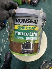 Ronseal One Coat Fence Life Paint - Tudor Black Oak-  5L *OPEN NEVER USED*