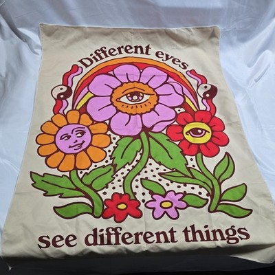 Boho Hippie Wall Tapestry  Different Eyes See Different Things Flowers
