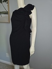 VALENTINO Classic Black Sleeveless Ruffle Left Side Dress Size 8