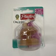  1 Playtex Natural Action 2 Latex Nipples Fast Flow 3-6 mos. Discontinued