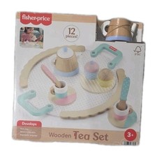 Fisher Price 12 Piece Wooden Tea Party Set For Kids Pretend Play Ages 3