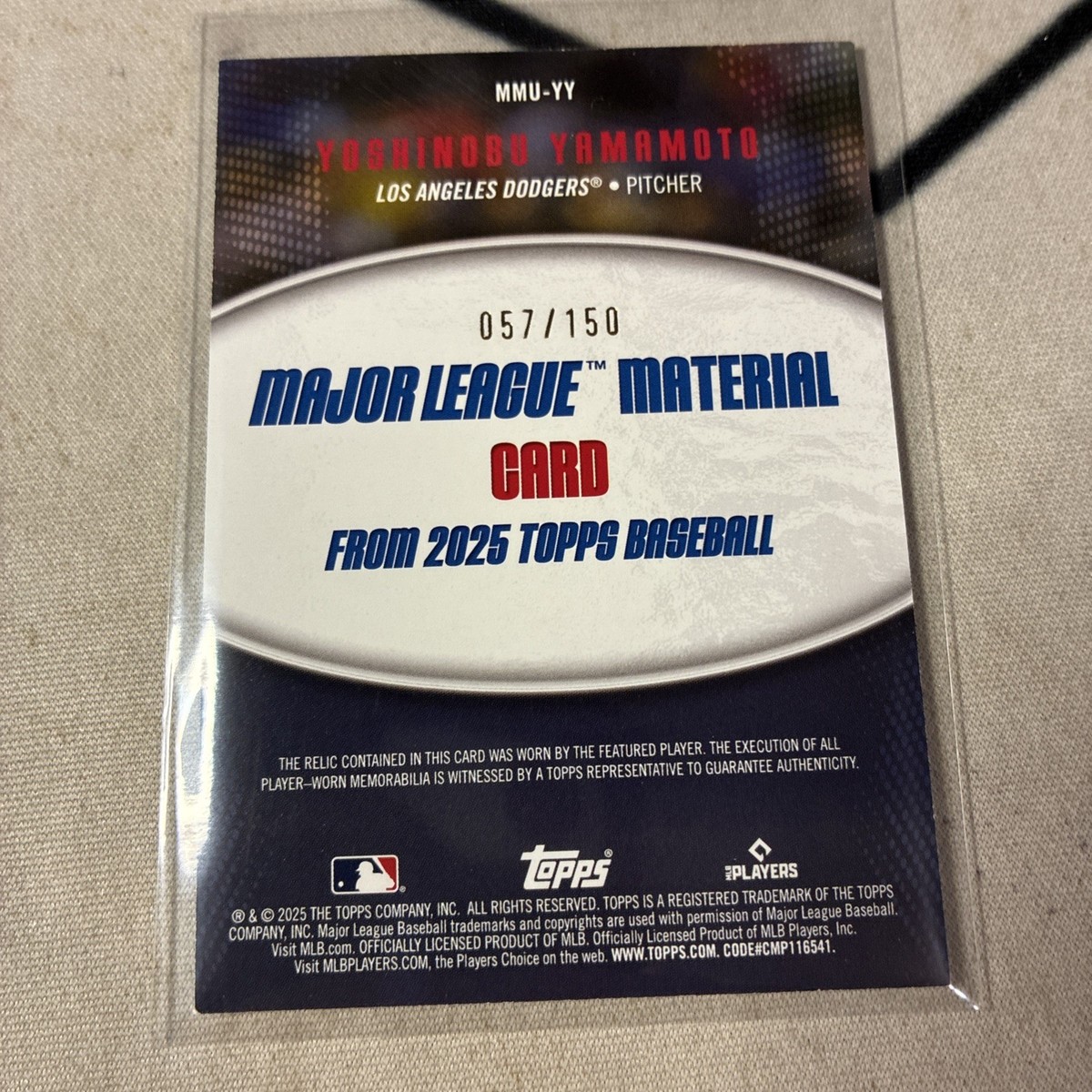 2025 Topps Update - Major League Material Yoshinobu Yamamoto /150