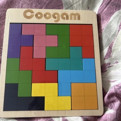 Coogam Holz Tangram Puzzle Muster Blöcke Knobelspiel mit 60 Herausforderungen