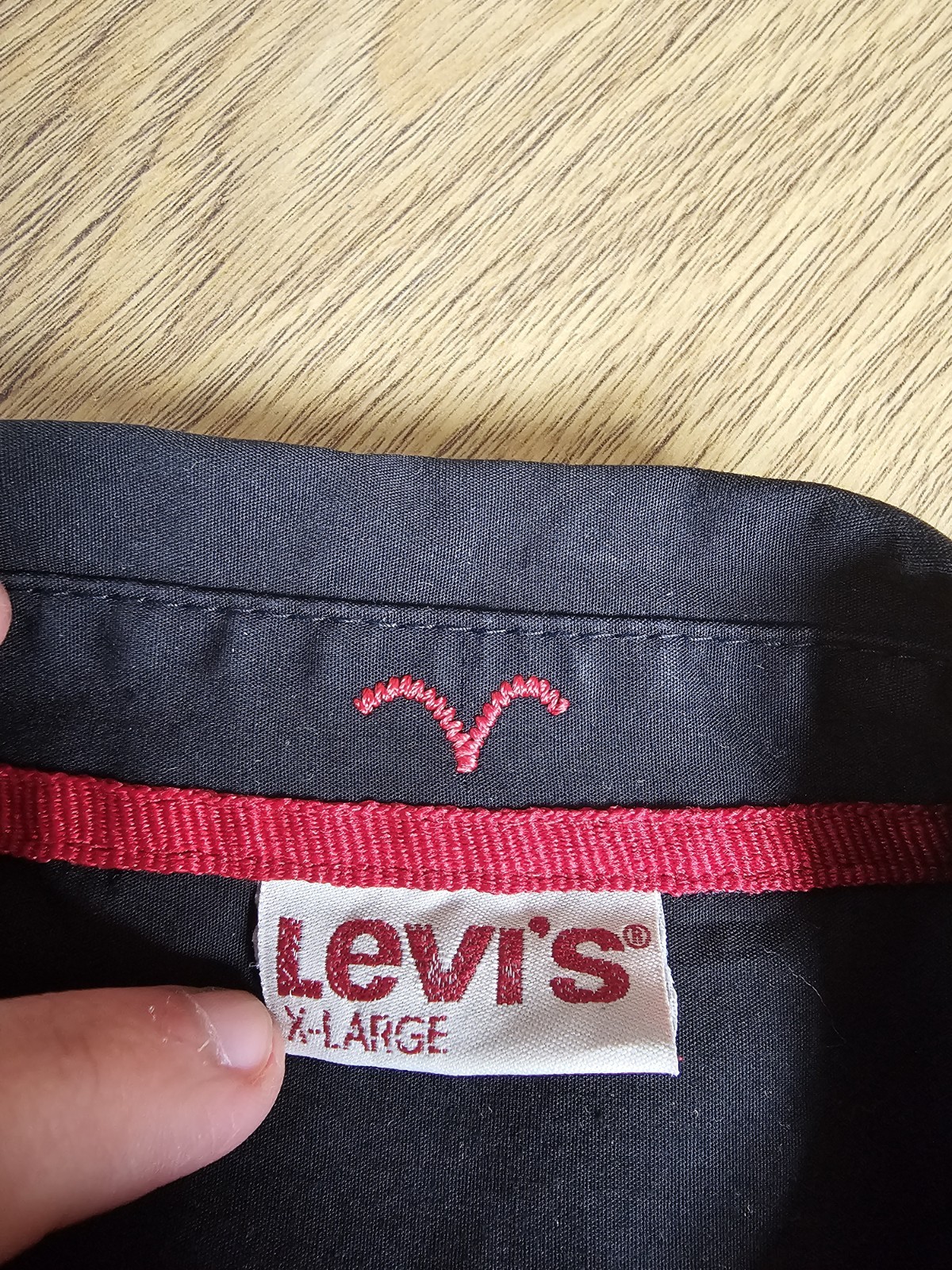 Levi's Mens XL Long Sleeve Button Up Shirt Black Cotton Casual Pocket Red Tab image 3